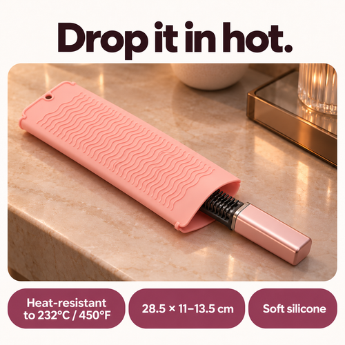Oaklo™ Heat-Safe Travel Pouch: drop it in hot. Heat-resistant to 232°C / 450°F, 28.5 × 11–13.5 cm, soft silicone